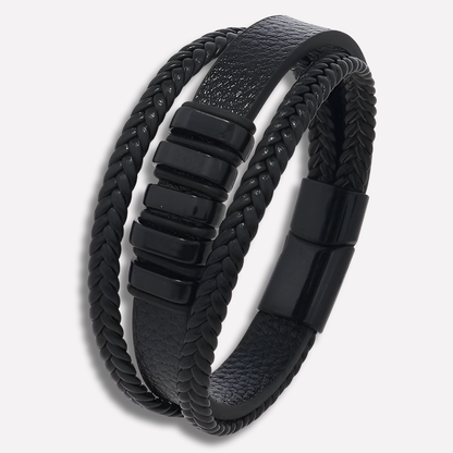 Classic Mens Leather Wristband Elegant Style