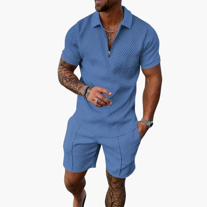 Men's Athletic Zip Up Shorts Set