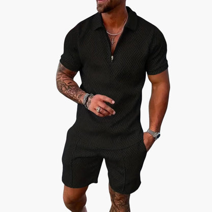 Men's Athletic Zip Up Shorts Set