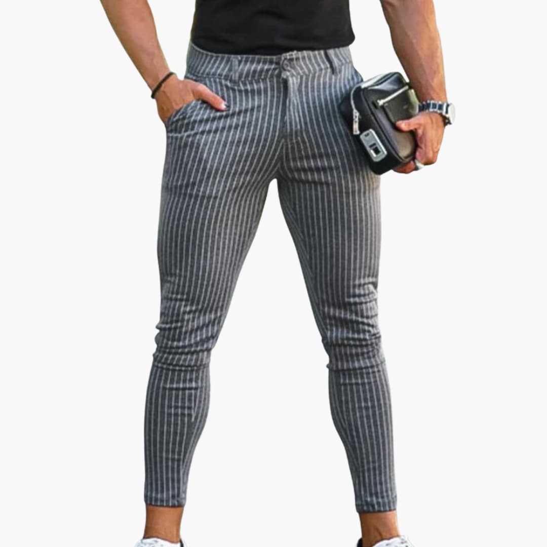 Comfortable Slim Fit Striped Summer Pants for Men