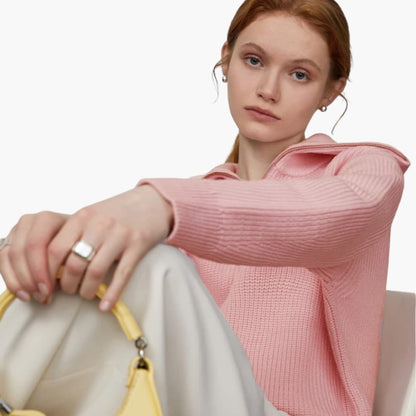 Women's Zip Up Ribbed Knit Sweater