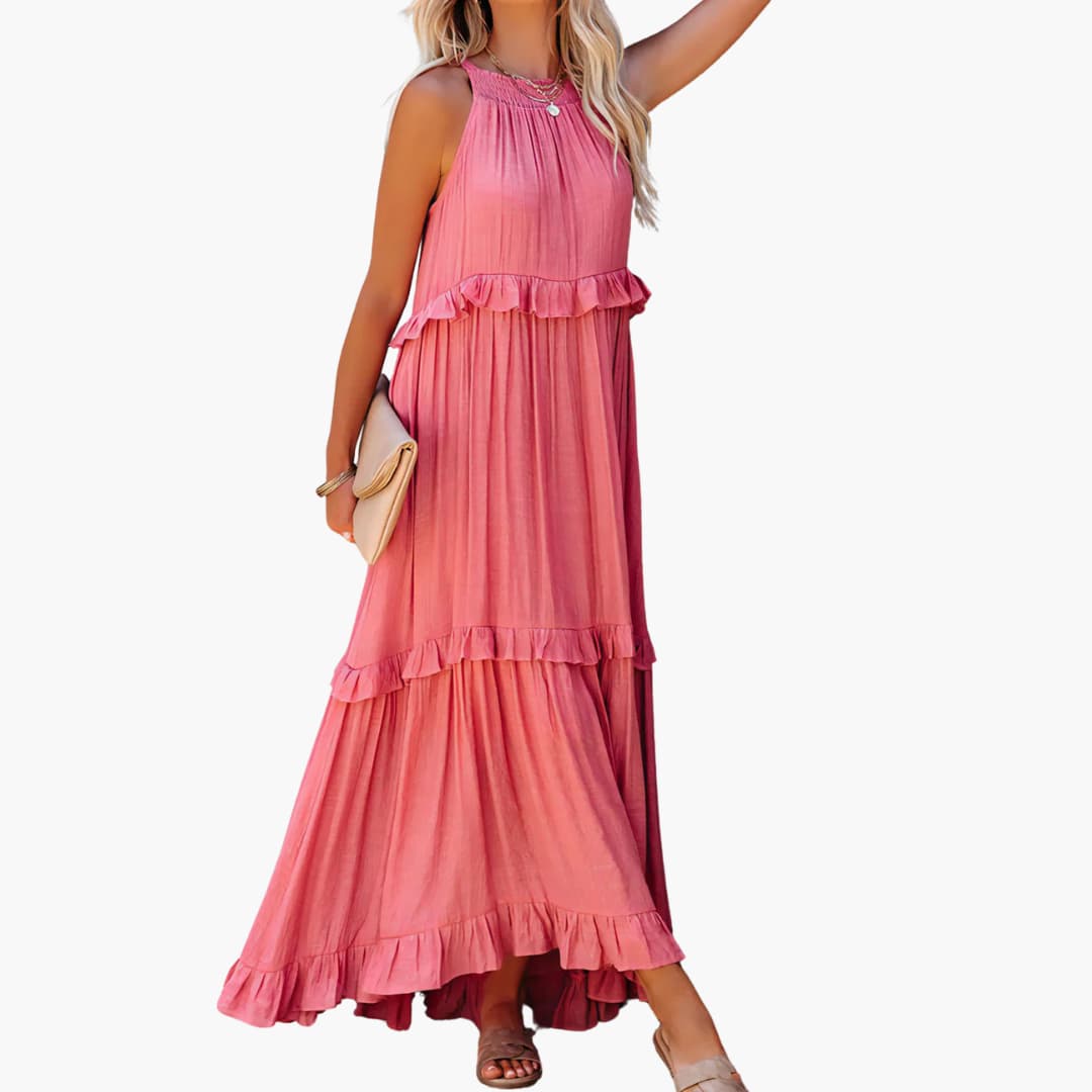 Flowy Long Dress for Women, Lightweight Ruffle Style