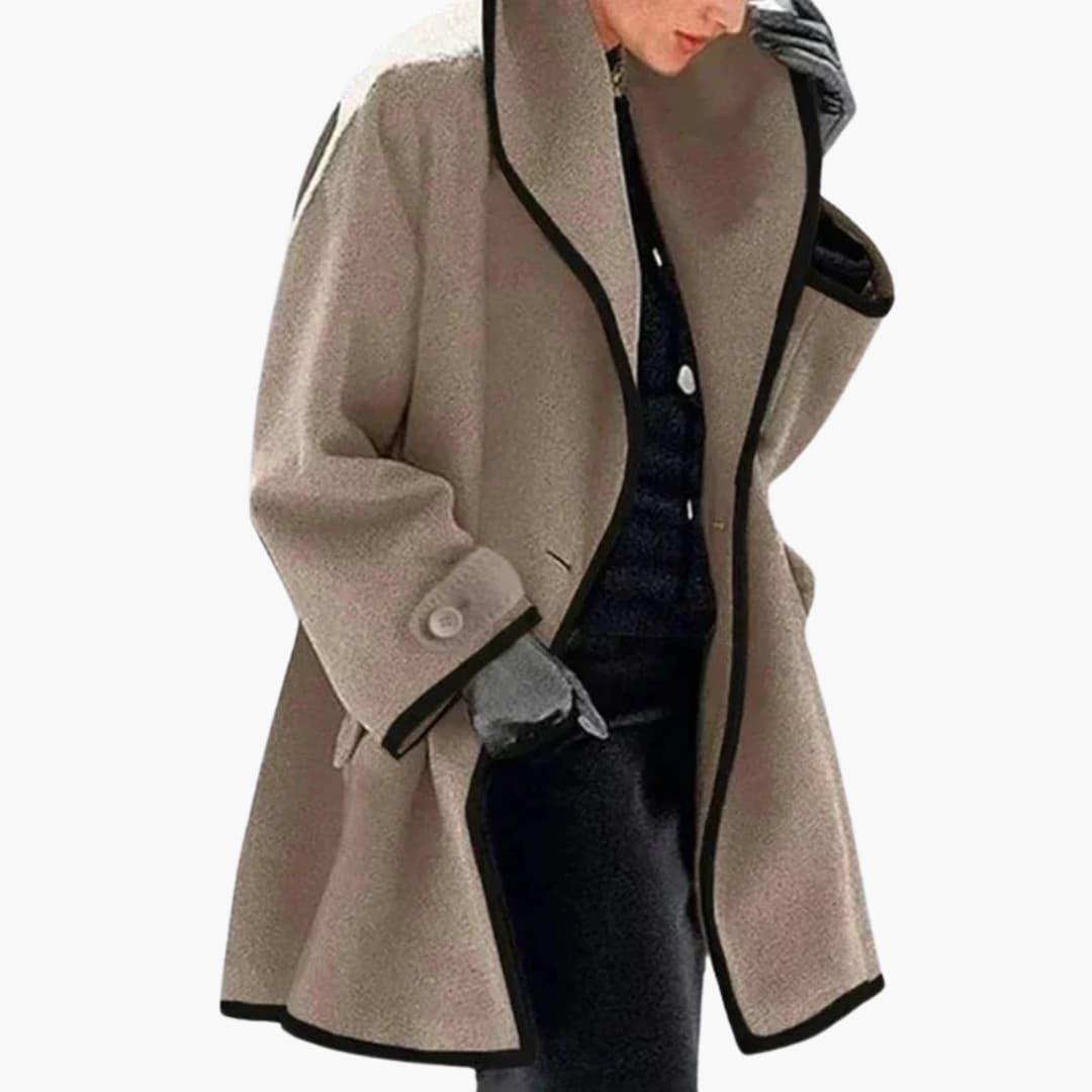 Warm Women's Parka with Faux Fur Hood and Contrast Details - Olytrend