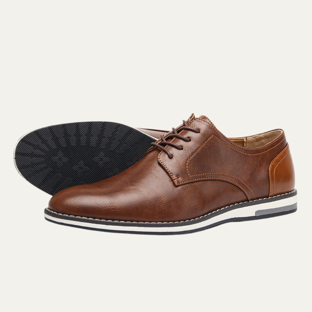 Classic Brown Leather Lace Up Sneakers