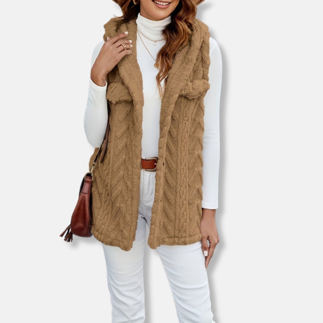 Cozy Women's Hooded Vest with Soft Pockets