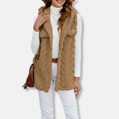 Cozy Women's Hooded Vest with Soft Pockets