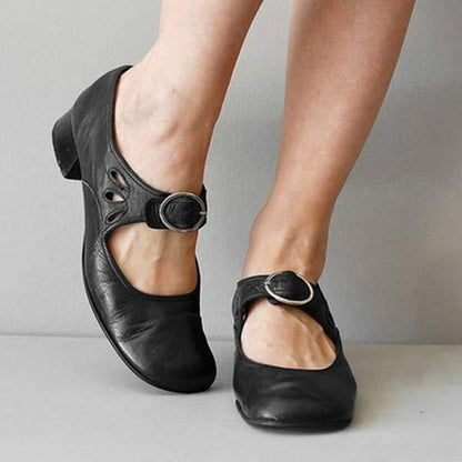 Classic Low Heel Leather Women's Shoes