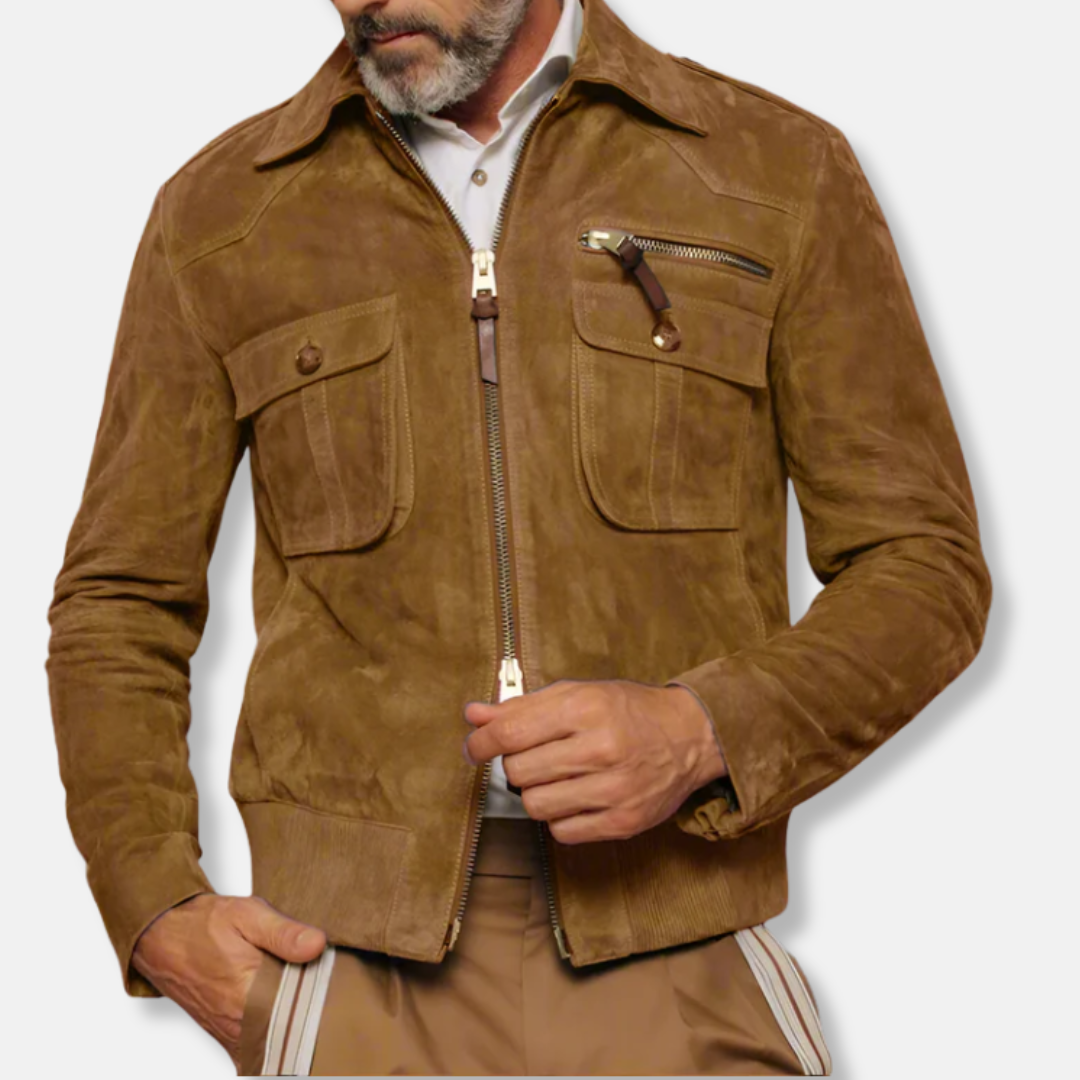 Classic Fit Collar Leather Jacket