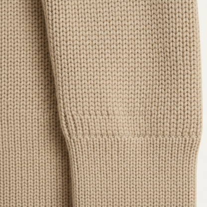 Warm Beige Mens Merino Wool Zip Cardigan