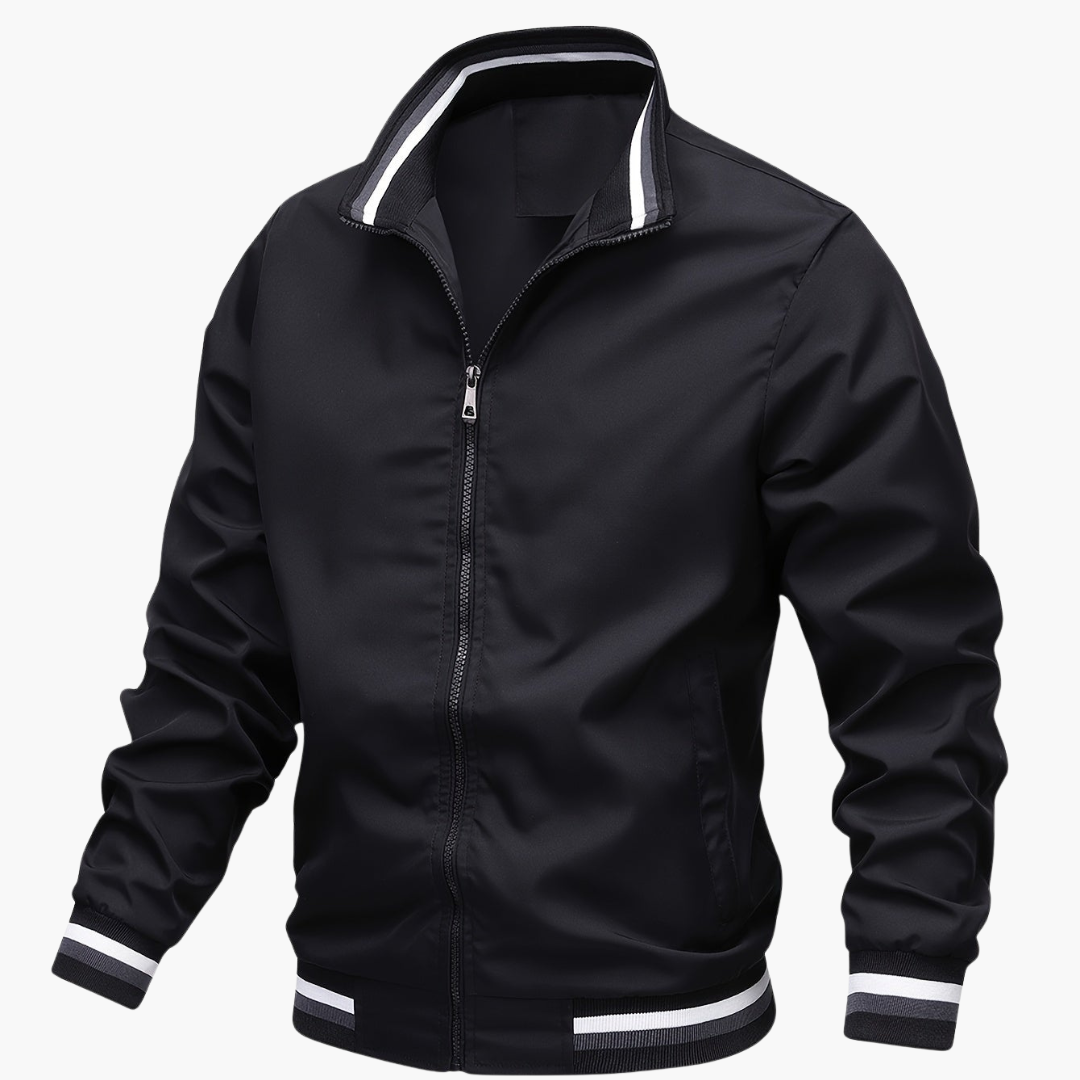 Men's Zip Up Sports Jacket with Ribbed Neckline