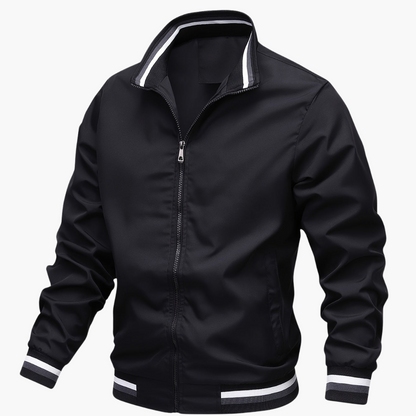 Men's Zip Up Sports Jacket with Ribbed Neckline