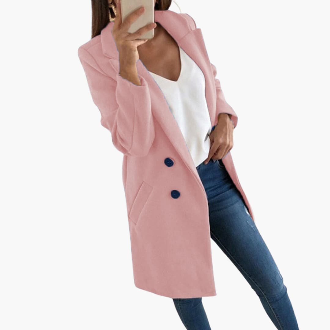 Ladies Classic Long Sleeve Button Coat
