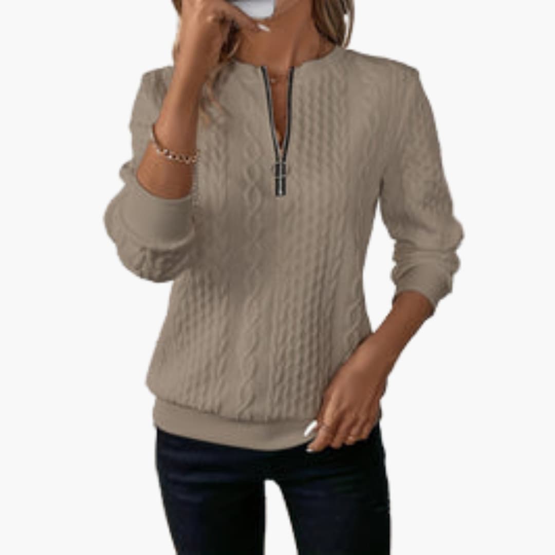 Women's Cable Knit Zip Up Sweater