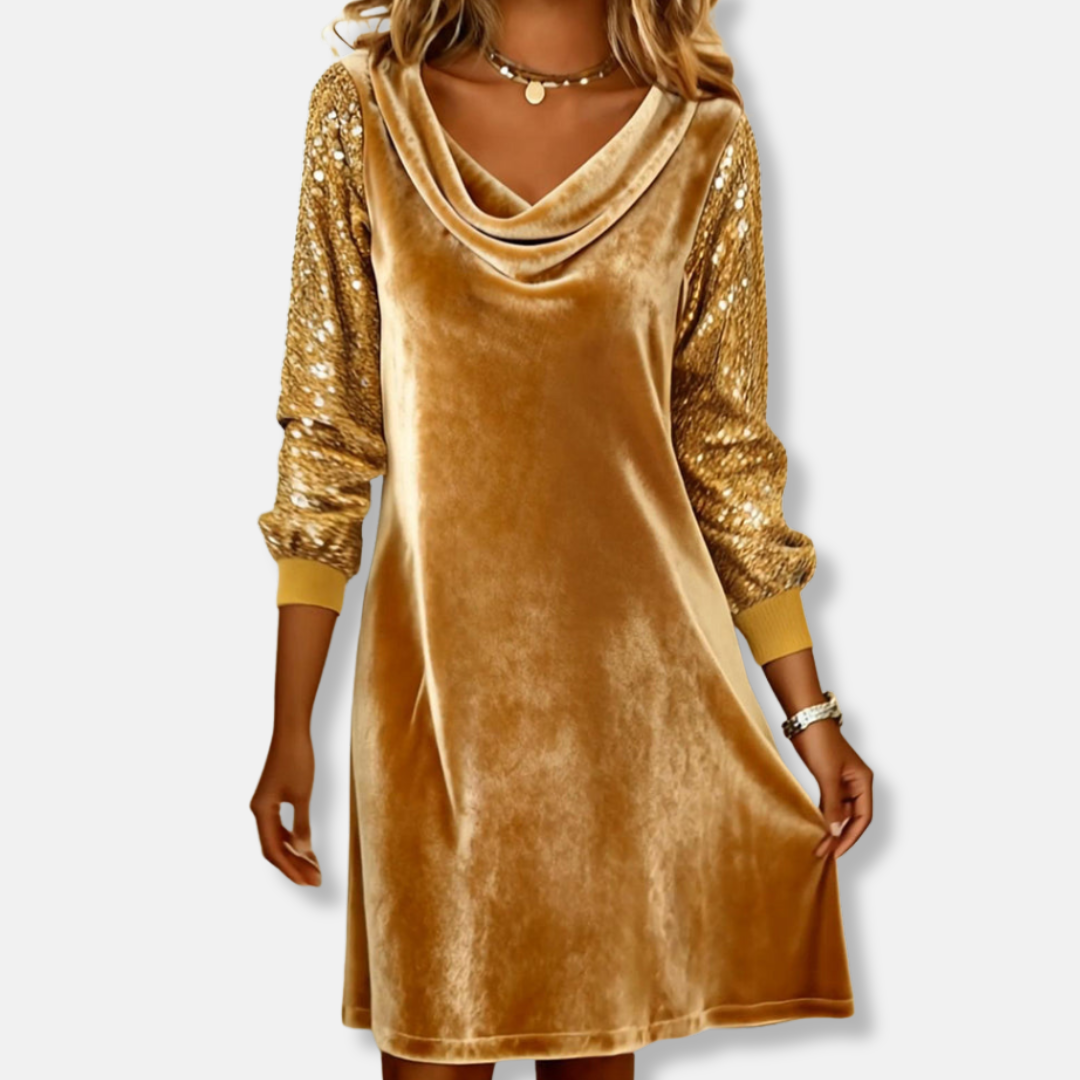 Elegant V Neck Sparkly Mini Dress