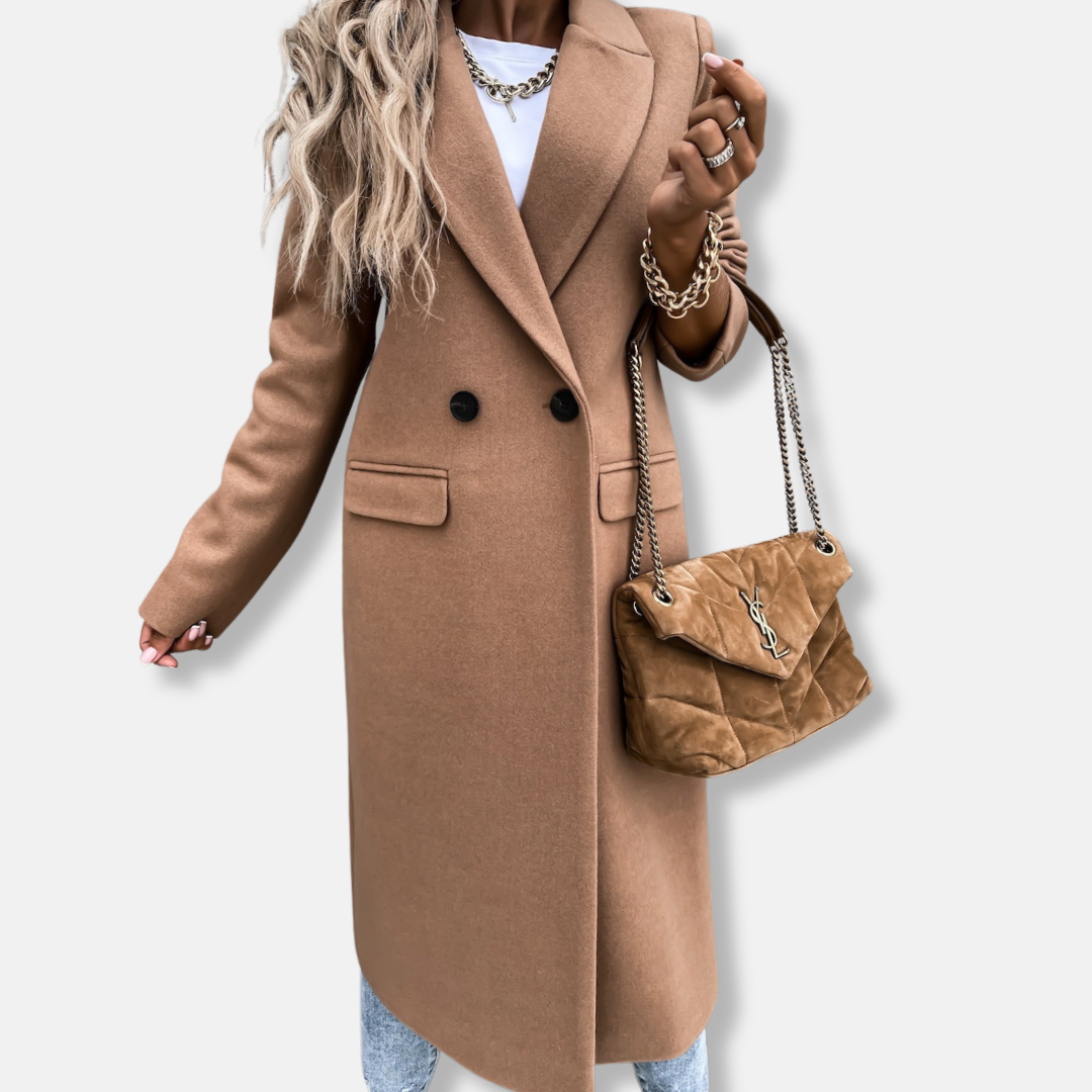 Classic Women's Wool Overcoat with Button Front