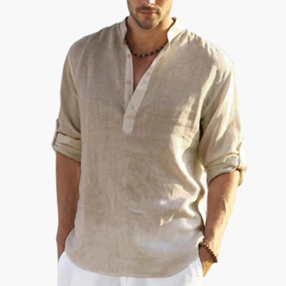 Classic Relaxed Fit Mens Linen Button Shirt