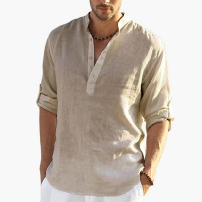 Classic Relaxed Fit Mens Linen Button Shirt