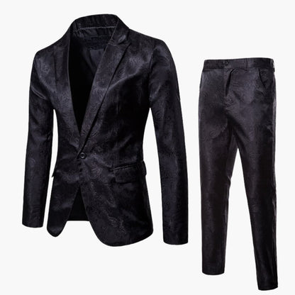 Men's Textured 2 Piece Slim Fit Business Suit - Olytrend
