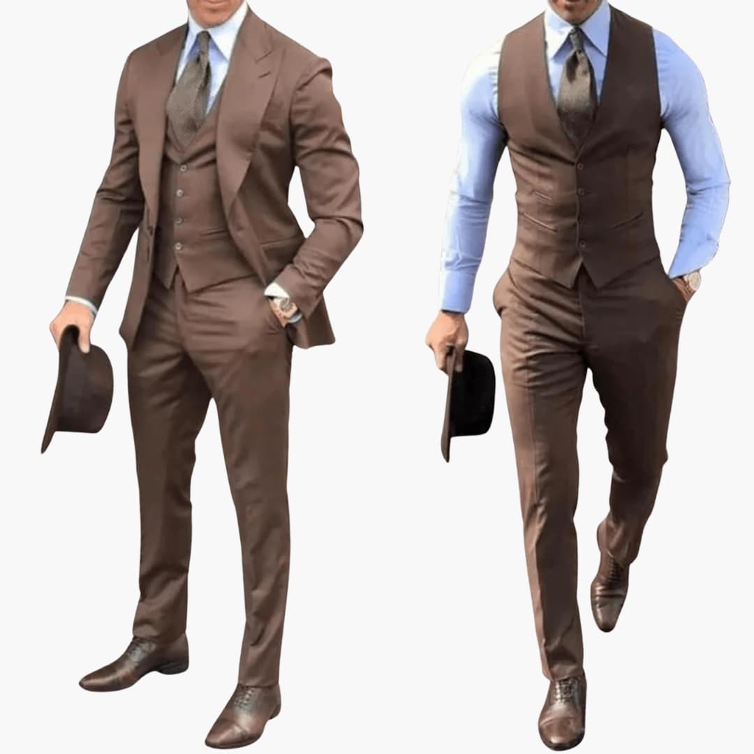 Classic Fit 3 Piece Suit with Peak Lapel Jacket - Olytrend
