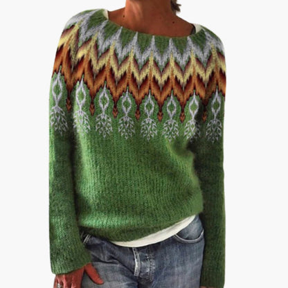 Ladies Crew Neck Tree Print Sweater