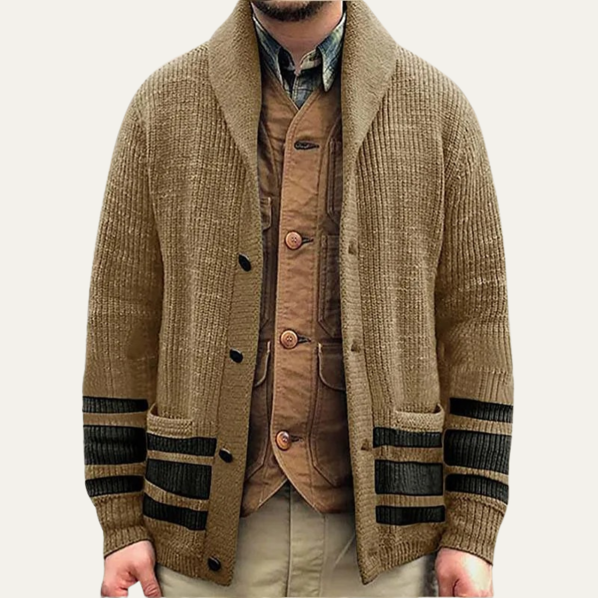 Classic Mens Warm Cable Knit Cardigan Sweater