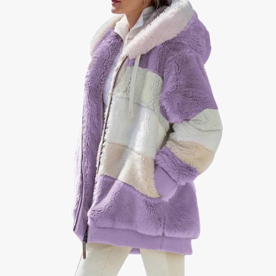 Ladies' Zip Up Striped Hoodie Coat