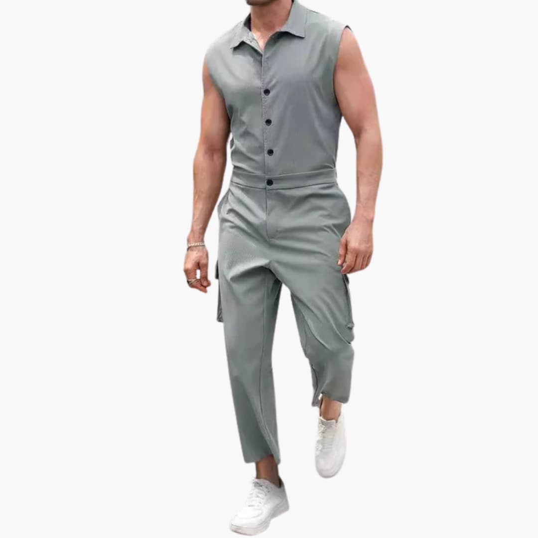 Men's Summer Cargo Jumpsuit with Pockets