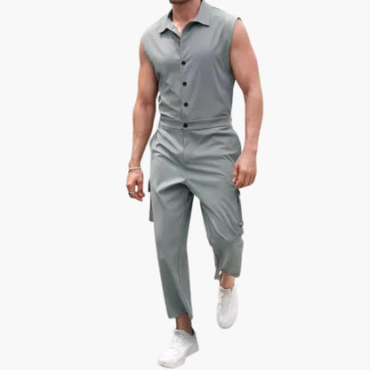 Men's Summer Cargo Jumpsuit with Pockets