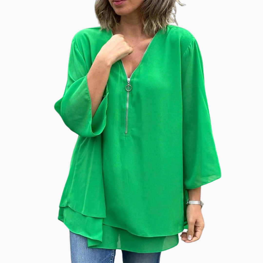 Relaxed Fit Women's V-Neck Long Sleeve Tee