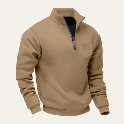 Relaxed Fit Men's Zip Sweater with Pockets