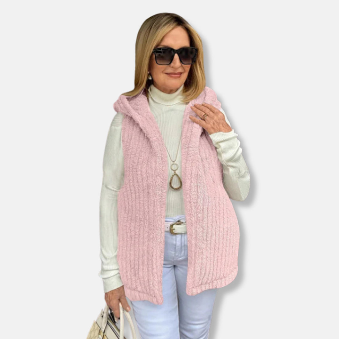 Cozy Fleece Hooded Vest | Soft Casual Fit Jacket