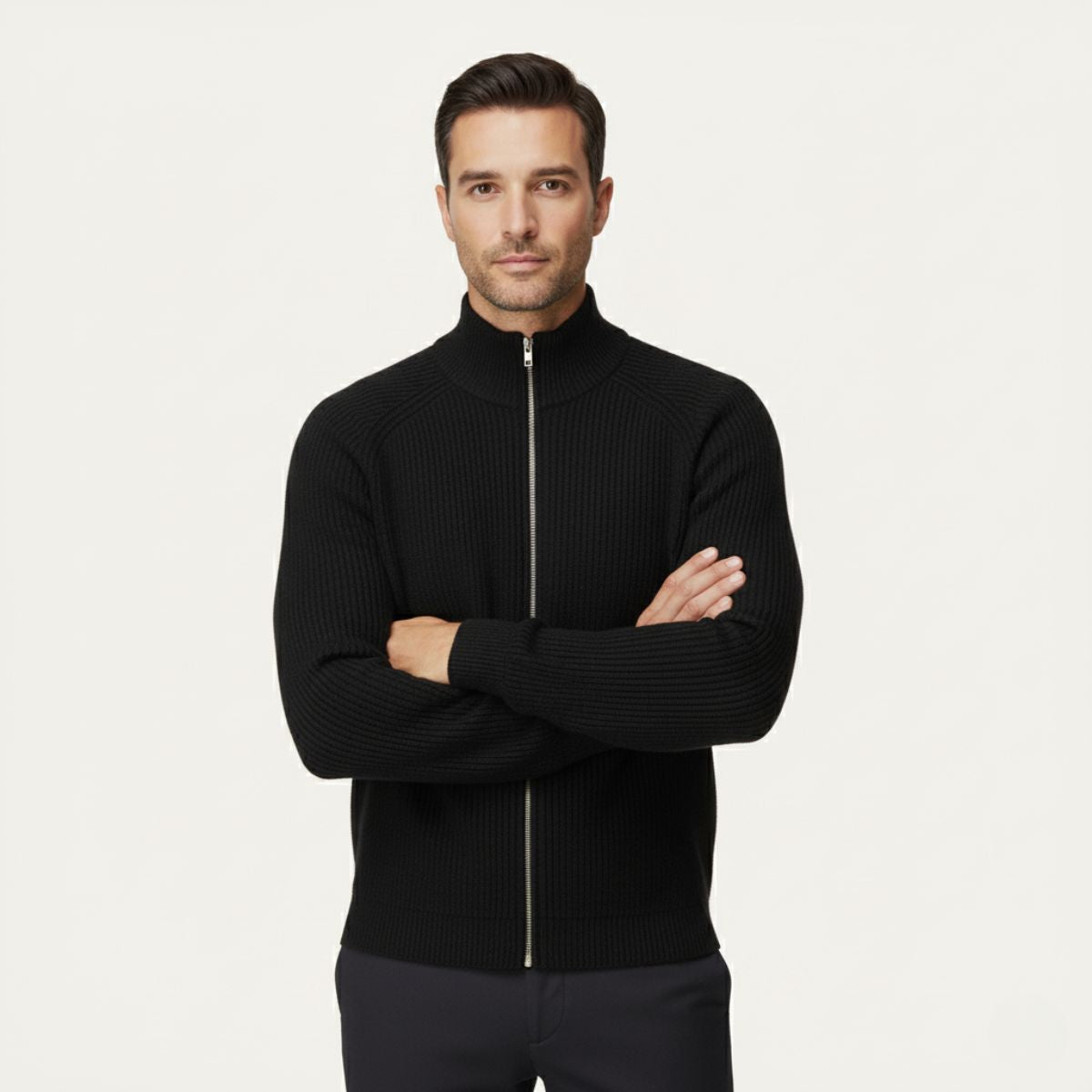 Luxury Men's Soft Merino Wool Zip Cardigan