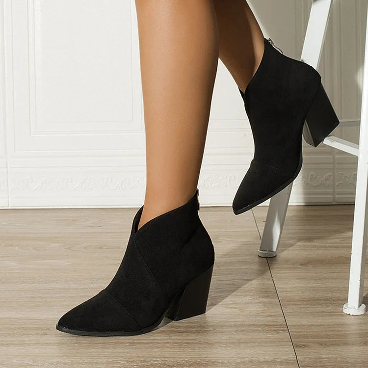 Classic Pointy Low Heel Boots