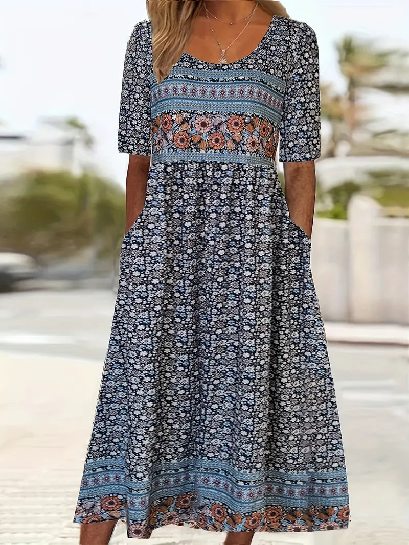 Women's Floral Round Neck Casual Dress