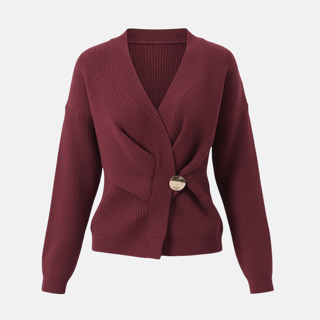 Soft V-Neck Cotton Sweater with Asymmetrical Hem