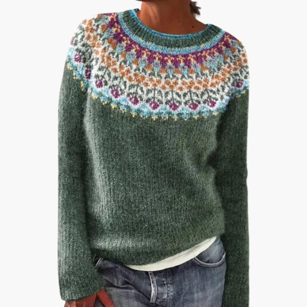 Soft Women's Crew Neck Patterned Sweater
