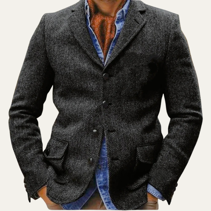 Classic Mens Gray Two Button Suit Jacket