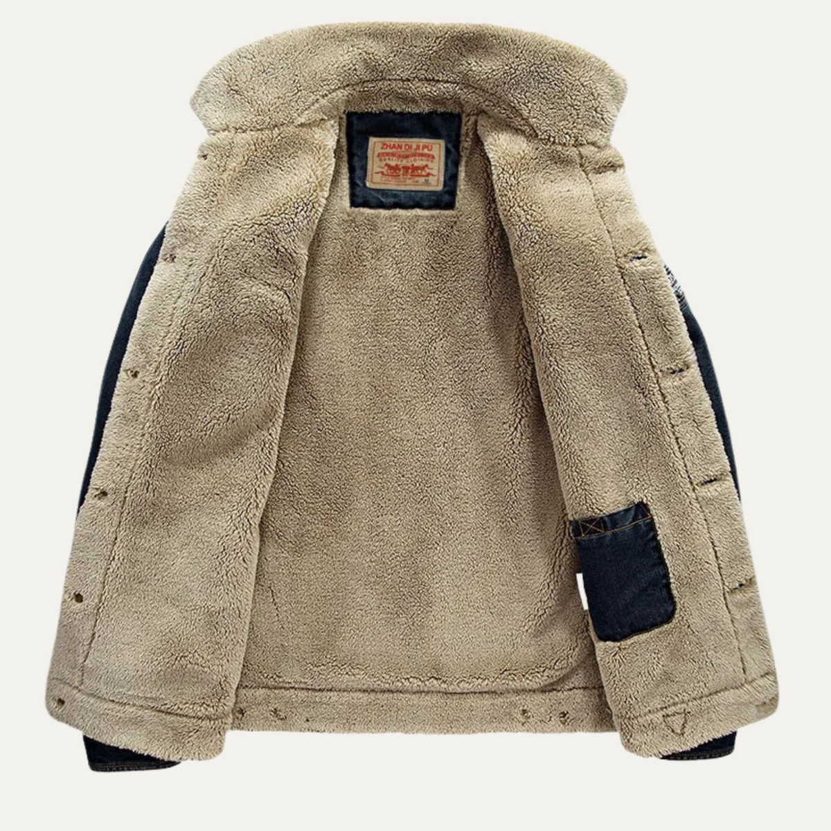 Warm Mens Denim Coat with Sherpa Lining