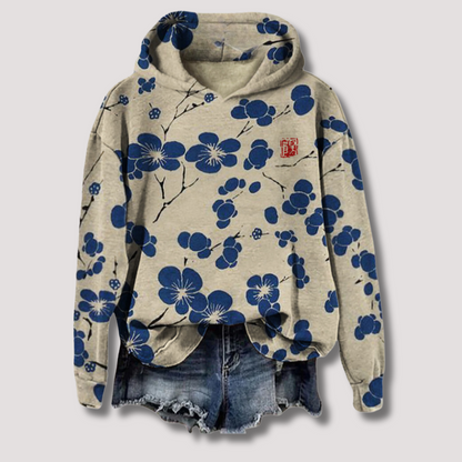 Comfy Floral Hooded Pullover Sweater