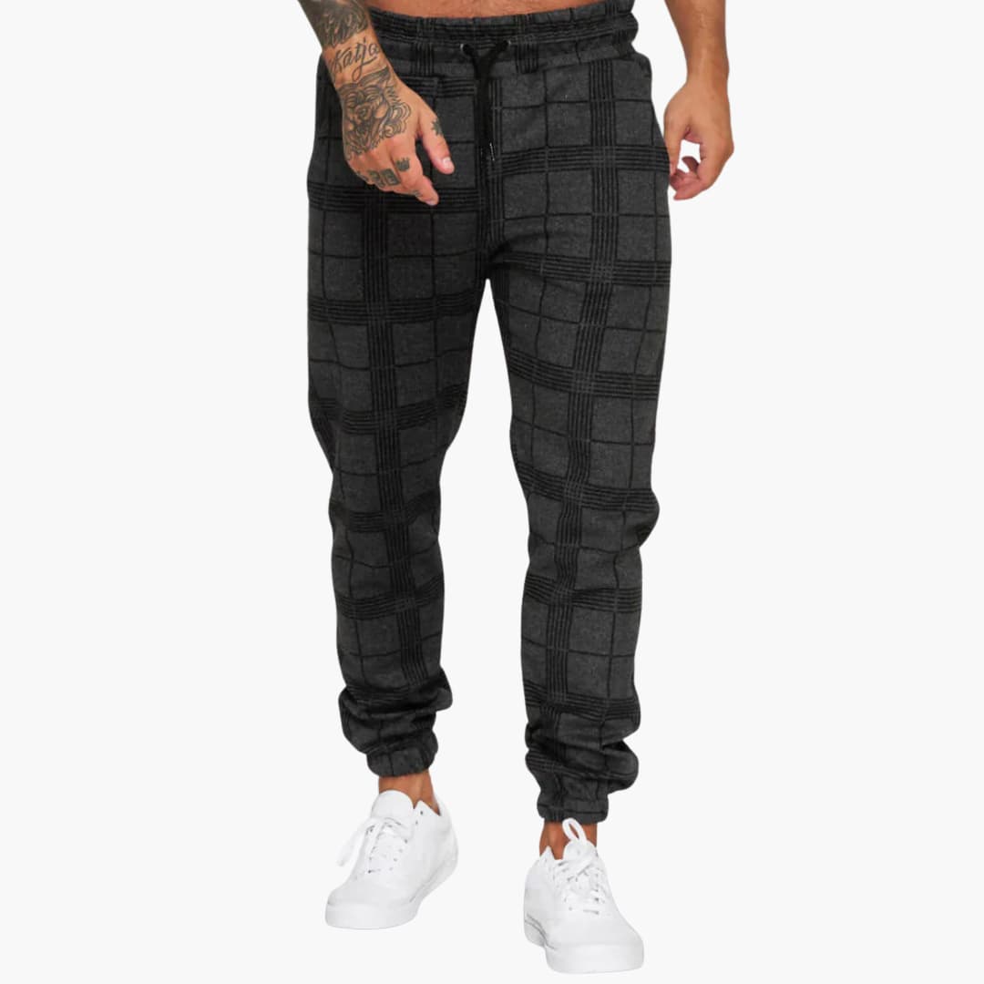 Men's Plaid Fleece Lined Jogger Pants - Olytrend