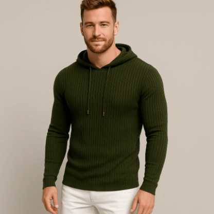 Slim Fit Men's Ribbed Hoodie Sweatshirt