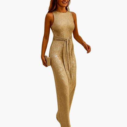 Summer Tank Jumpsuit for Women with Belted Waist