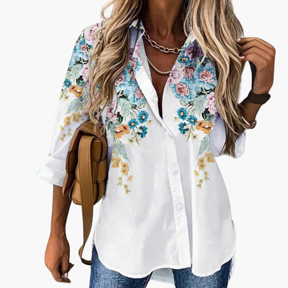 Women's Floral Print Relaxed Fit Blouse - Olytrend