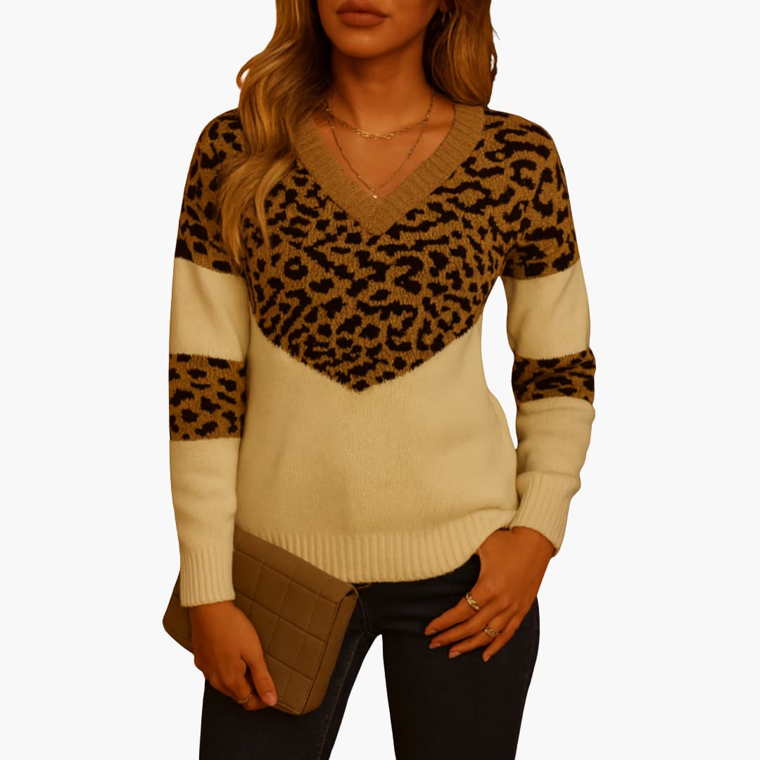 Ladies' Casual Animal Print Crew Neck Jumper