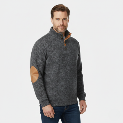 Classic Men's Cable Knit Sweater with Patch Elbows