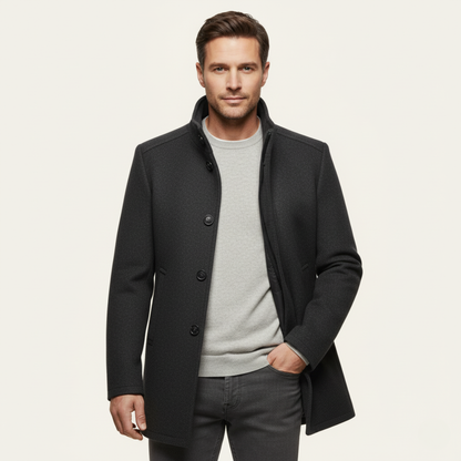 Men's Thermal Wool Button Coat with Fleece Lining