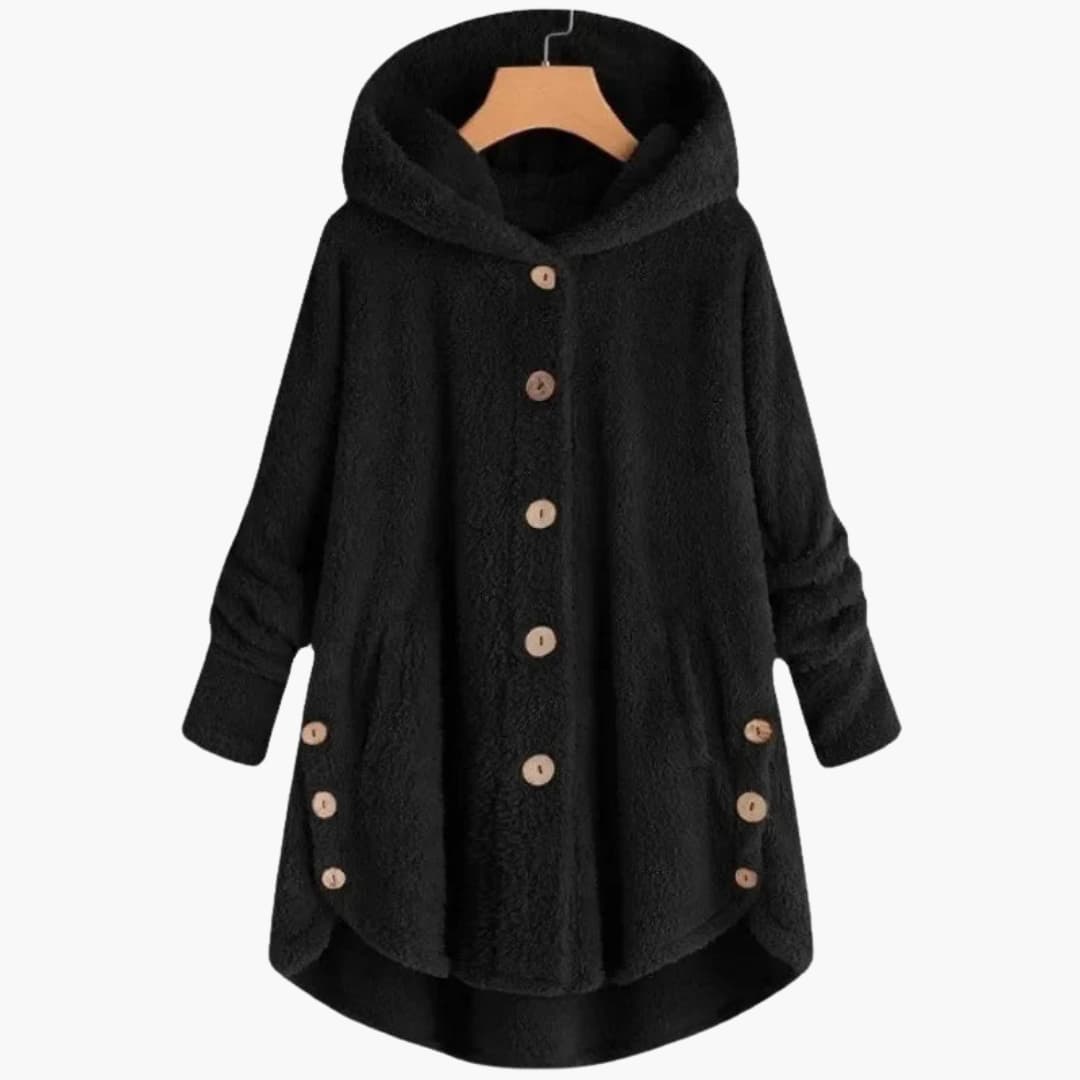 Ladies' Parka Coat with Button Front and Curved Bottom