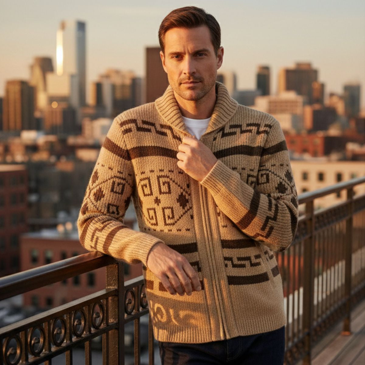 Classic Men's Chunky Knit Winter Cardigan