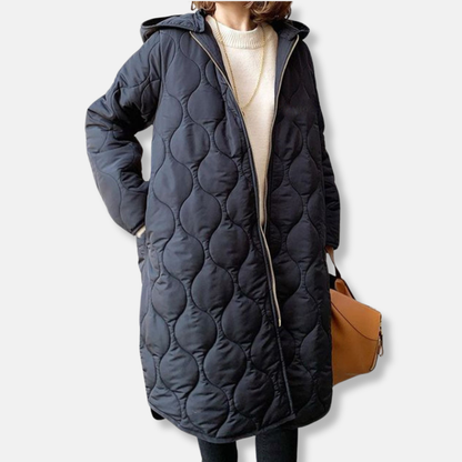 Women's Quilted Parka Jacket with Hood and Zip