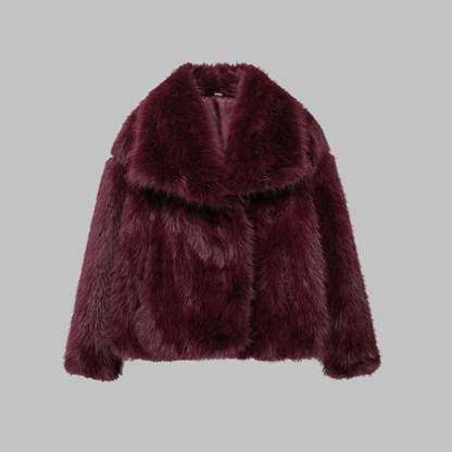 Nesrin - Chic Long Sleeve Fleece Jacket Coat